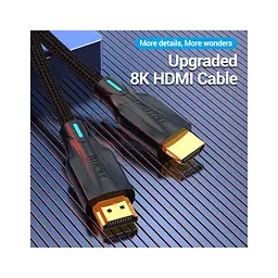 Кабель мультимедійний HDMI M to HDMI M 1.0m 8K60Hz cotton braided black Vention (AAUBF) - мініатюра 3