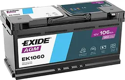 Автомобільний акумулятор EXIDE START-STOP AGM 6СТ-106Ah АзЕ 950 (EN) EK1060 - мініатюра 1