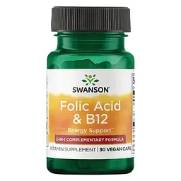 Вітаміни Swanson Folic Acid & B12 30 вегакапсул