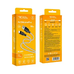 Кабель для заряджання та обміну даними USB Ridea RC-AI21 AirSiliconePro 60W 20V/3A USB-Type C 1 м Біло-чорний - мініатюра 2