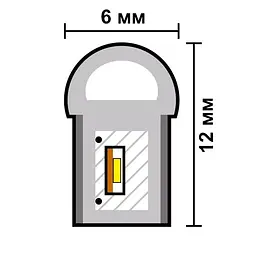 LED Стрічка гнучка силікон 12v 1 м Білий Неон (бічне свічення 12 мм 6 мм) - мініатюра 6