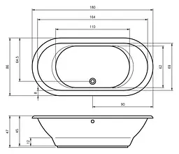 Ванна акрилова Rho Seth180x86 BB2200500000000 Білий - мініатюра 3