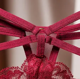 Стрінги жіночі еротичні з мереживом 42 бордові - мініатюра 3