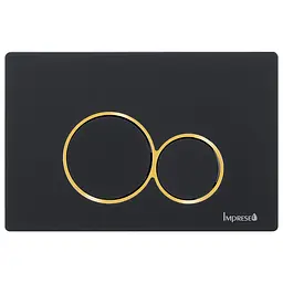 Клавіша змиву Imprese i-Frame i7117, чорний soft-touch, вставка золота, пластик i7117PB, Чорний матовий