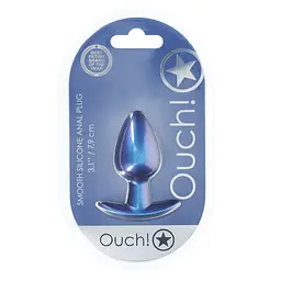 Анальна пробка Ouch! Smooth Anal Plug Metallic M 7.9 см (синій) - мініатюра 6