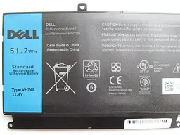 Акумулятор для ноутбука Dell Vostro 5470 VH748, 51.2Wh (4240 mAh), 6cell, 11.4V, Li-Pol, чорний - мініатюра 3
