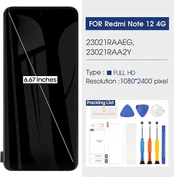 Заміна РК-дисплея для Xiaomi Redmi Note 12 4G, сенсорний екран, дигітайзер із ремонтним комплектом 23021RAAEG 23021RAA2Y 23028RA60 - мініатюра 6