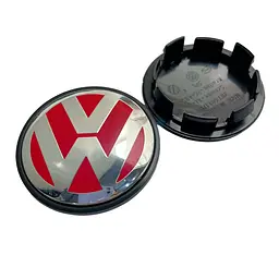 Ковпак колеса Volkswagen червоний срібний 65 мм пластик 1 шт OEM 3b7601171 (ковпачок, заглушка)