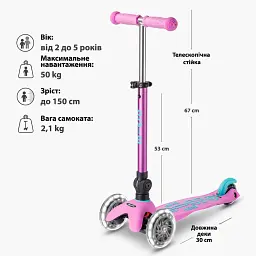 Самокат Micro Mini Deluxe Foldable LED" складний Лавандовий" (MMD398) - мініатюра 6