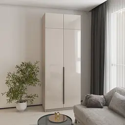 Шафа 2-дверна з антресоллю MebelStar Оскар Gloss BL-B, блок шухляд+полиці 100x52x260 см Кашемір/Кашемір (MBS-5413)