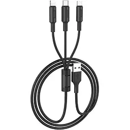 USB Cable Hoco X25 Soarer 3in1 Lightning/MicroUSB/Type-C Black 1m - мініатюра 2