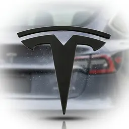 Емблема багажника Tesla Model 3 (2017-2024) 78 мм метал чорна на скотчі матова (1494949-00-A) - мініатюра 3