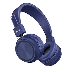 Бездротові накладні навушники Hoco Promise W25, BT5.0, MicroSD, AUX, 300mAh, 12h, blue - мініатюра 3