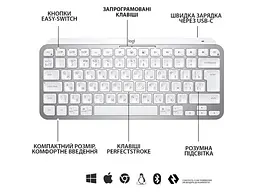 Клавіатура Logitech MX Keys Mini Minimalist US Pale Grey (920-010499) - мініатюра 5