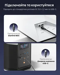 Кабель живлення Vention FDTHJ USB-C - DC 5.5x2.1 мм Starlink Mini PD 100 Вт 5 м сірий (FDTHJ) - мініатюра 3