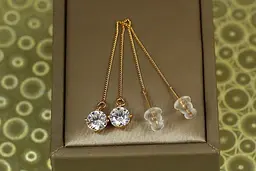Сережки протяжки Xuping Jewelry камінчики 8,5 см золотисті