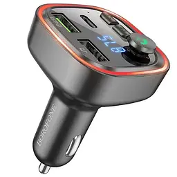 АЗП FM модулятор Borofone BC48 Broad 18W+QC3.0 (2USB-A/1C) Black