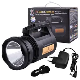 Ліхтар прожектор TD-6000A-30W-T6 + ЗУ220В (4 режими) - мініатюра 2