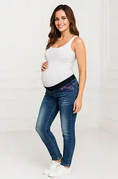 Джинси для вагітних slim fit з бандажним поясом для майбутніх мам стрейчеві завужені M (46) EkoMama синій