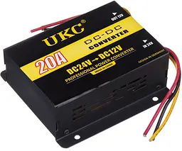 Перетворювач напруги 24 V на 12 V, автоінвертор-конвертор UKC DC/DC 24 V-12 V 20 A - мініатюра 1