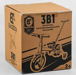Велосипед-трансформер 55475 Best Trike колеса PU 10”, батьківська ручка, знімні педалі, в коробці (6989228360049) - мініатюра 7