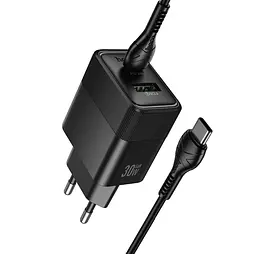 МЗП Hoco CS112A Lounge PD30W+QC3.0 charger set(Cto C)(EU) Black