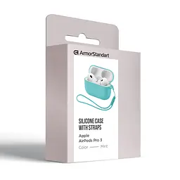 Силіконовий чохол для навушників Apple AirPods Pro 3, Silicone Case with straps, бірюзовий, захисний чохол з ремінцем, ультратонкий і легкий, повний захист, з підвіскою, м"який силікон, ArmorStandart (ARM88296) - мініатюра 2