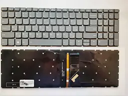 Клавіатура для ноутбуків Lenovo IdeaPad 320-15, 330-15, S145-15 Series сіра без рамки з підсвічуванням RU/US High