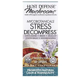 Суміш грибного міцелію та трав Host Defense MycoBotanicals Stress Decompress, 60 капсул для підтримки нервової системи - мініатюра 2