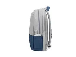 Рюкзак для ноутбука RIVACASE Prater 7567 17.3 grey/dark blue - мініатюра 6
