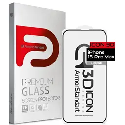 Скло захисне Armorstandart Icon 3D Apple iPhone 15 Pro Max Black (ARM68216)