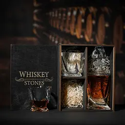 Подарунковий набір віскі Whiskey Stones №12 у дерев'яному пеналі - графин + склянки Bohemia Quadro - мініатюра 3