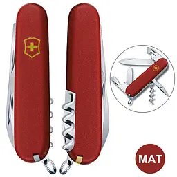 Ніж Victorinox Spartan Mat 91мм 12функ черв.мат штоп жовт.лого