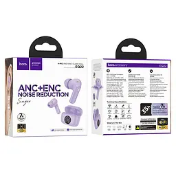 Бездротові TWS навушники Hoco EQ22 Singer ANC+ENC Taro Purple - мініатюра 2