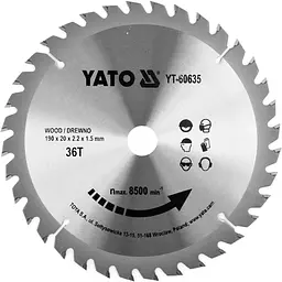 Диск пиляльний победітовий по дереву YATO 190x20x2.2x1.5 мм (YT-60635)