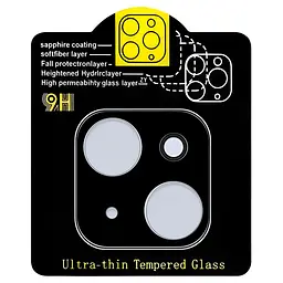 Захисне скло на камеру Full Block (тех.пак) для Apple iPhone 15 (6.1) / 15 Plus (6.7) Чорний