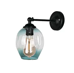 Бра настінне Levistella 756WPR0231F-1 BK+BL, E27, 40W, чорний метал, голубий абажур, сучасний стиль