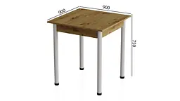 Стіл кухонний Ferrum-decor Агата 75x90x90 Білий ДСП Дуб Артізан 16мм (FRD-105681) - мініатюра 3