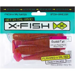 Силікон X-Fish Guddi Fat 4" Lox Rose Red & Black Flake (4шт/уп) - мініатюра 2