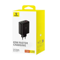 Мережевий зарядний пристрій Baseus Cube Pro Fast Charger 2C+U 65W EU Cluster чорний - мініатюра 2