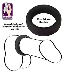 Ерекційне кільце Orion Black Velvets Cock Ring, 3.2 см (чорний) - мініатюра 4