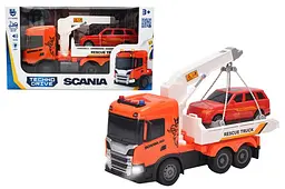 Іграшковий евакуатор вантажівка Scania з машинкою світлозвукові ефекти TechnoDrive Big Truck 6408KS