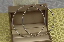 Сережки кільця Xuping Jewelry гладкі 6 см сріблясті