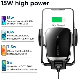 Тримач з бездротовою зарядкою JOYROOM JR-ZS248 Electric dashboard version 15W - мініатюра 4