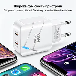 Зарядний пристрій XON PowerCharge 40W (PD20) USB Type-C (PCWC040020A0С2W 6105) Білий - мініатюра 3