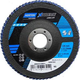 Круг пелюстковий шліфувальний Norton Vulcan X-Treme P60, 125 x 22.2 мм (70V802)