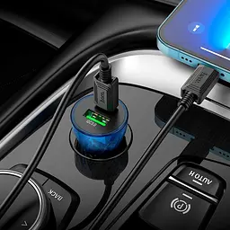 Адаптер автомобільний HOCO Z47A 30W Transparent Discovery Edition dual port чорний - мініатюра 5
