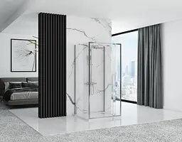 Душова кабіна Rea Rapid Swing 100x80 chrome пристінна REA-KPL-09121, Хром, Універсальна, прозорий, хром - мініатюра 3