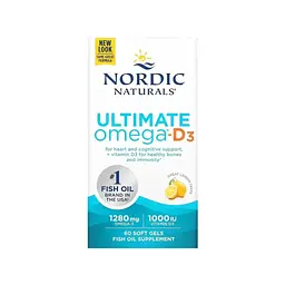Вітамінно-мінеральний комплекс Nordic Naturals Омега-3 та вітамін D3, 1280 мг та 25 мкг (1000 МО), смак лимона, Ultima (NOR-01794)