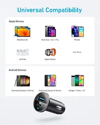 Автомобільний зарядний пристрій PowerDrive 323 - 30W PD + 22.5W USB-A Black Anker teh0022019 - мініатюра 3